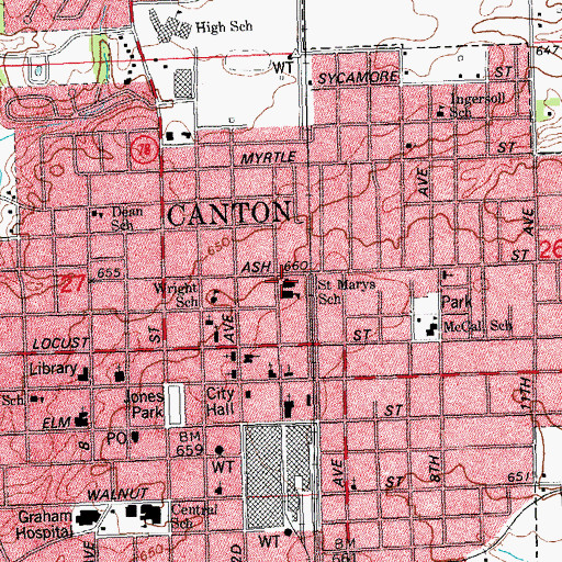 Topographic Map of Saint Marys Covent, IL