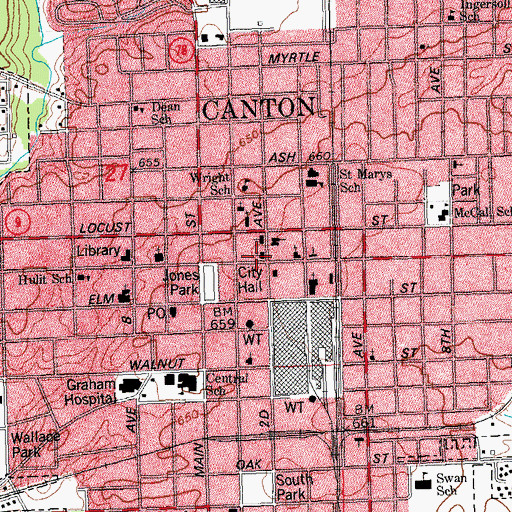 Topographic Map of Saint Marys Roman Catholic Church, IL