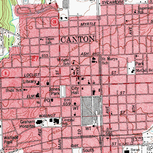 Topographic Map of Saint Peters Episcopal Church, IL