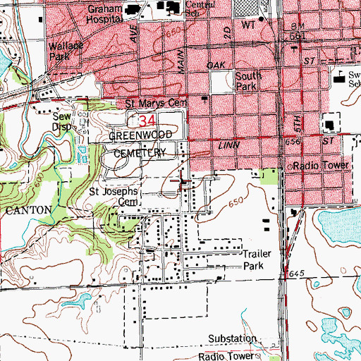Topographic Map of Seventh Day Adventist Church, IL
