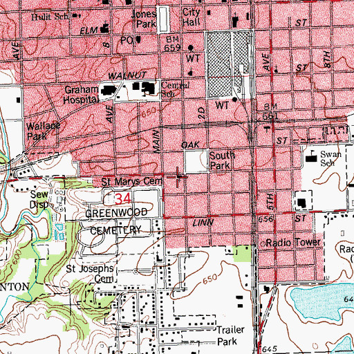 Topographic Map of South Park United Methodist Church, IL