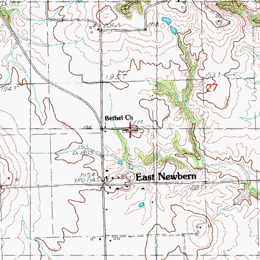 Topographic Map of Bethel Cemetery, IL