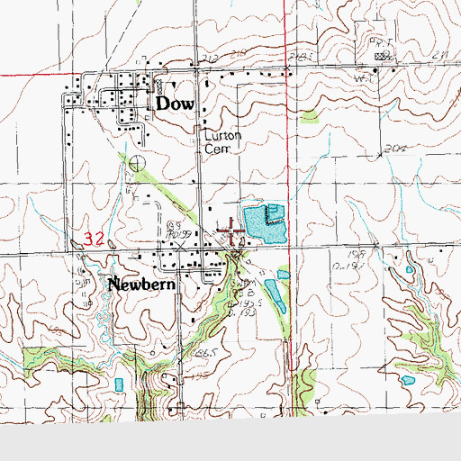 Topographic Map of Newbern Cemetery, IL