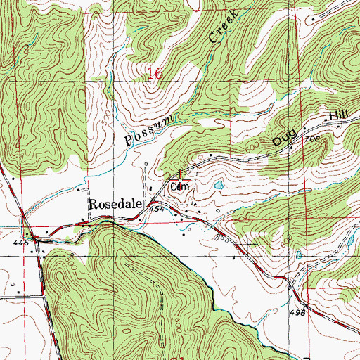 Topographic Map of Rosedale Cemetery, IL
