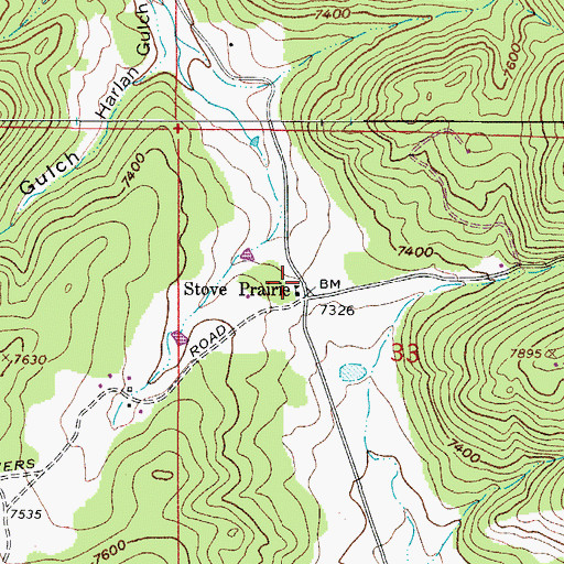 Topographic Map of Stove Prairie School, CO