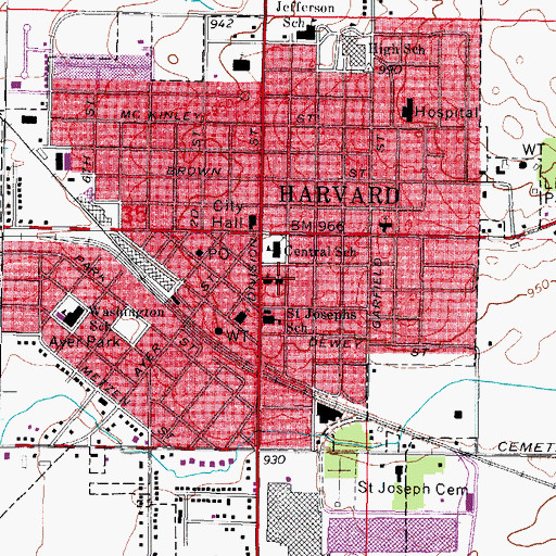 Topographic Map of Harvard Historical Museum, IL