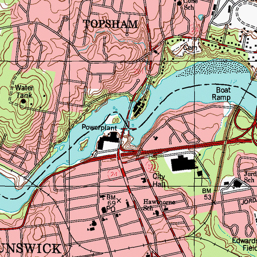 Topographic Map of Androscoggin River Reservoir, ME