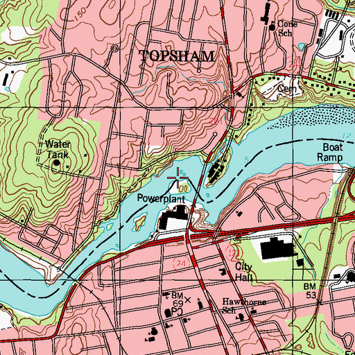 Topographic Map of Androscoggin River Reservoir, ME
