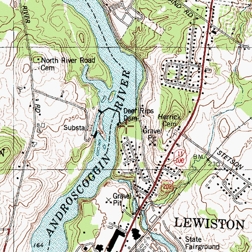 Topographic Map of Androscoggin River Reservoir, ME