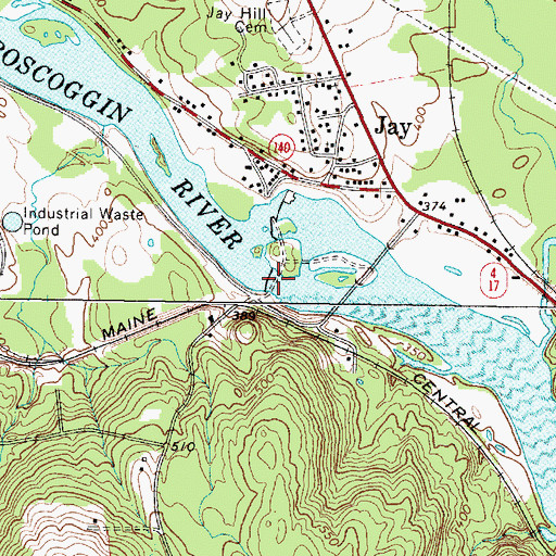 Topographic Map of Jay Dam, ME