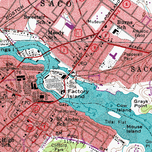 Topographic Map of Cataract Dam, ME