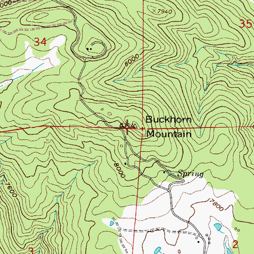 Topographic Map of Buckhorn Mountain, CO