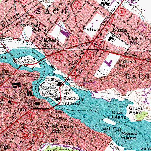 Topographic Map of Saco River Reservoir, ME