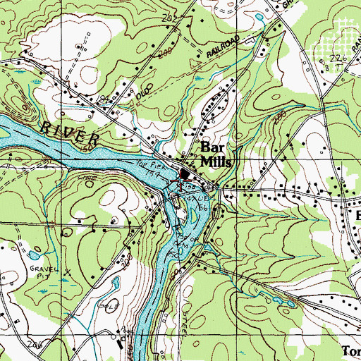 Topographic Map of Bar Mills Dam, ME