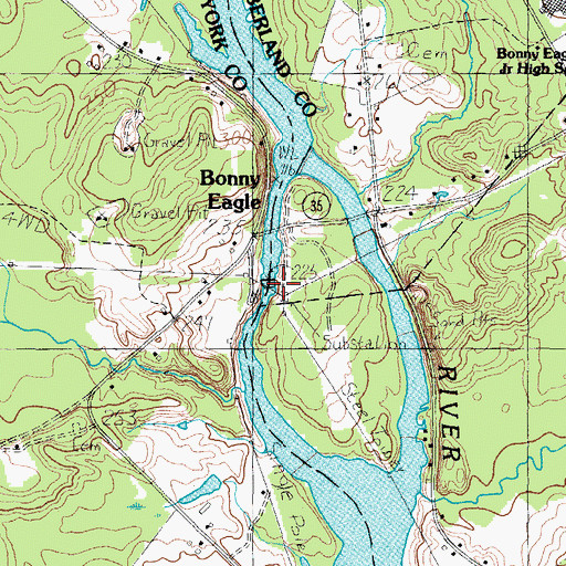 Topographic Map of Bonney Eagle Dam, ME