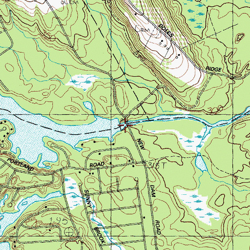 Topographic Map of Ledgemere Dam, ME