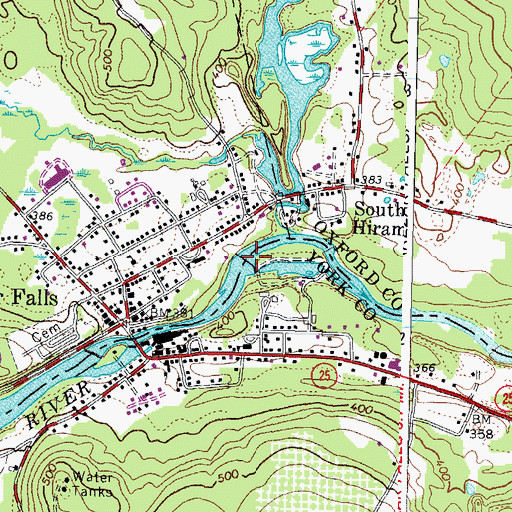 Topographic Map of Kezar Falls Dam, ME