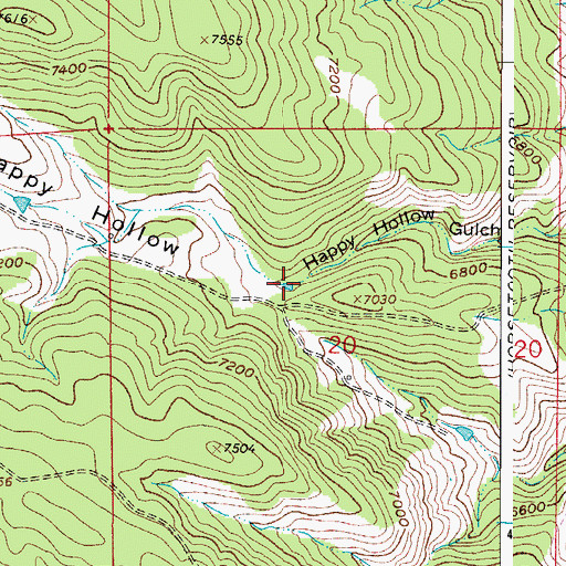 Topographic Map of Happy Hollow, CO