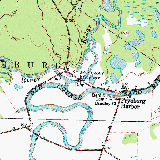 Topographic Map of Kezar Lake Dam, ME