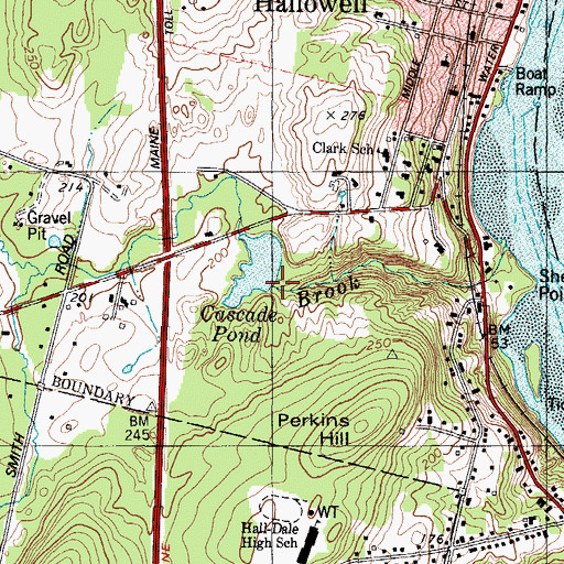 Topographic Map of Vaughn Brook Dam, ME