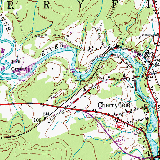 Topographic Map of Narraguagus River Reservoir, ME