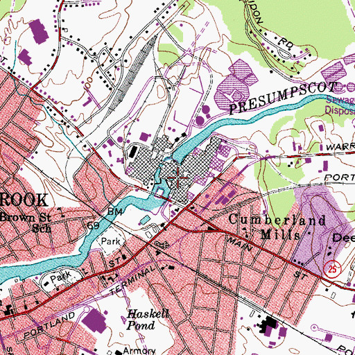 Topographic Map of Presumpscot River Reservoir, ME