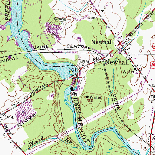 Topographic Map of Gambo Falls Dam, ME