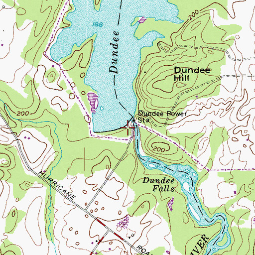 Topographic Map of Dundee Pond Dam, ME