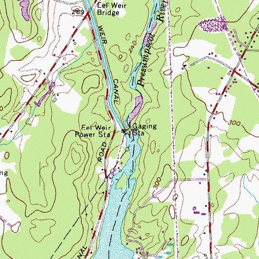 Topographic Map of Eel Weir Dam, ME