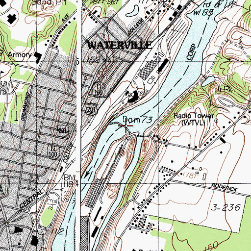 Topographic Map of T and A Mills Dam, ME