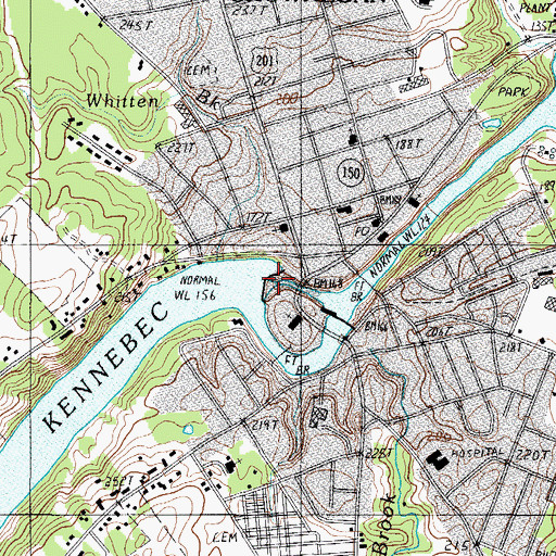 Topographic Map of Kennebec River Reservoir, ME