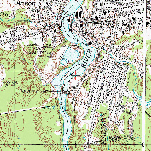 Topographic Map of Abenaquis Dam, ME