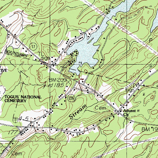 Topographic Map of Togus Pond, ME