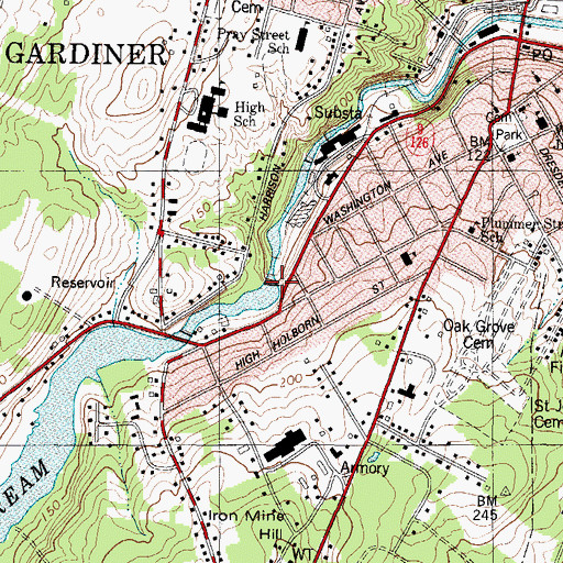 Topographic Map of American Tissue Dam, ME