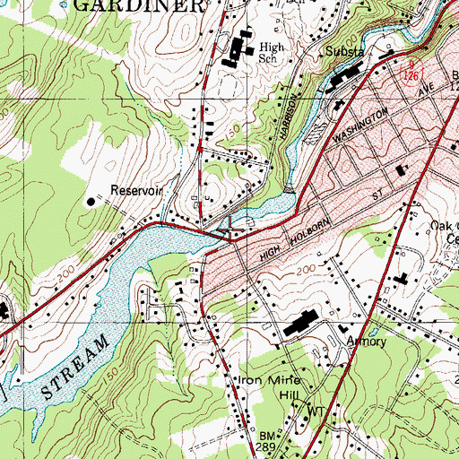 Topographic Map of Cobbosseecontee Stream Reservoir, ME