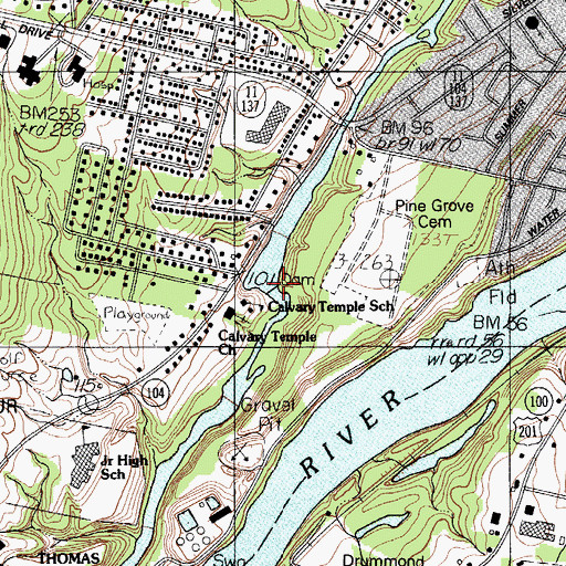 Topographic Map of Union Gas Dam (historical), ME