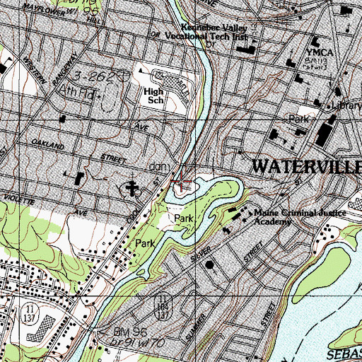 Topographic Map of Automatic Number 4 Dam, ME