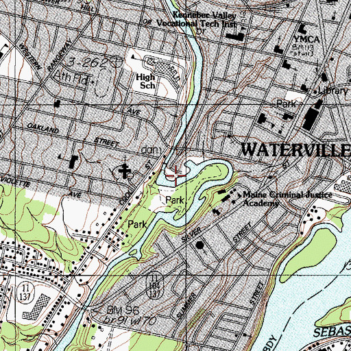 Topographic Map of Messalonskee Stream Reservoir, ME
