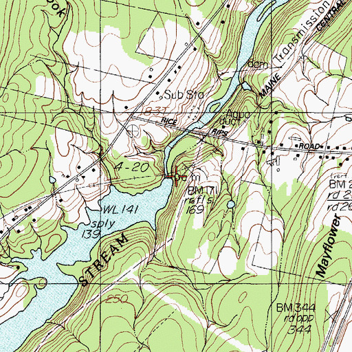 Topographic Map of Messalonskee Stream Reservoir, ME