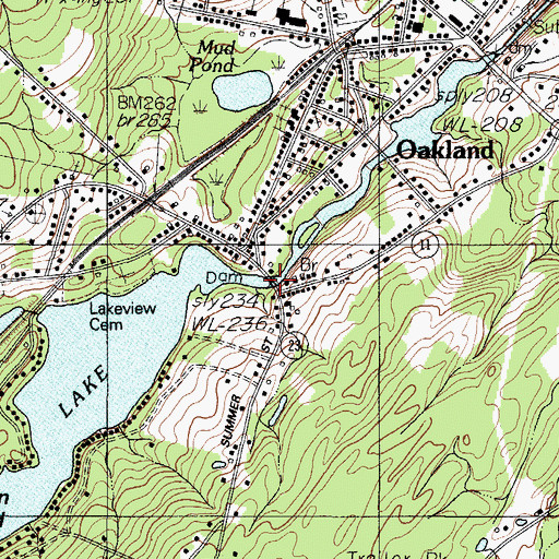 Topographic Map of Snow Pond Dam, ME