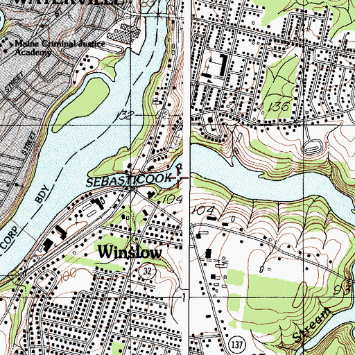 Topographic Map of Sebasticook River Reservoir, ME