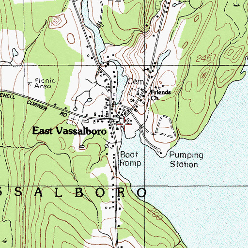 Topographic Map of China Lake Dam, ME