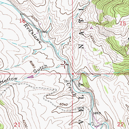 Topographic Map of Happy Hollow Gulch, CO