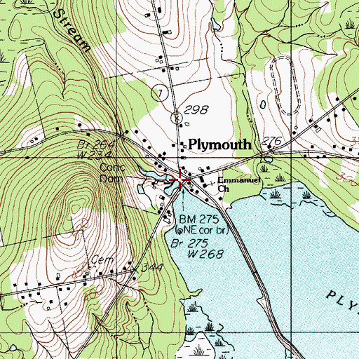 Topographic Map of Plymouth Pond Dam, ME