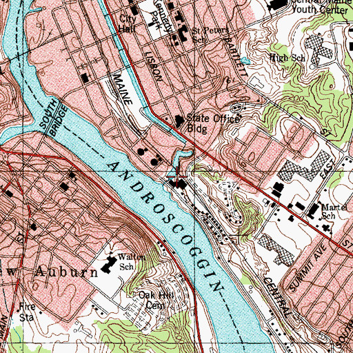 Topographic Map of Canal Street Dam, ME