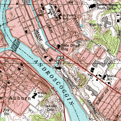 Topographic Map of Androscoggin River Reservoir, ME