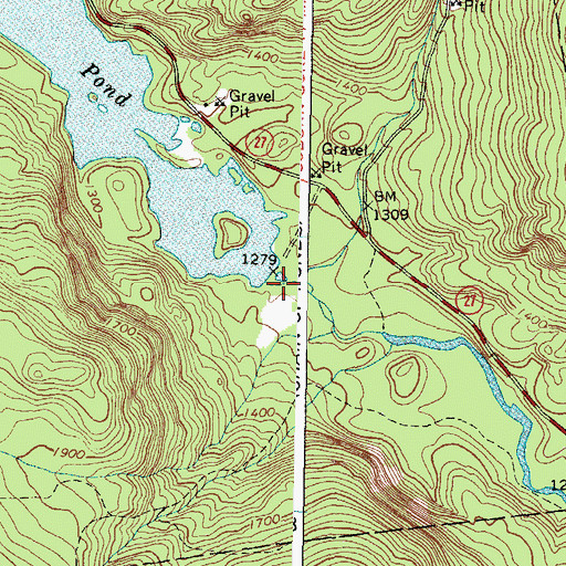 Topographic Map of Chain Lakes, ME