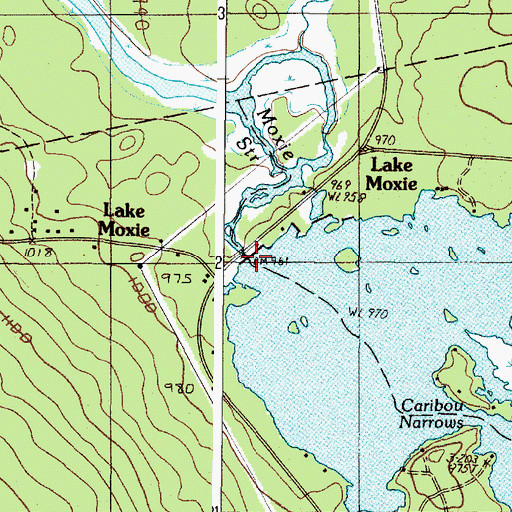 Topographic Map of Moxie Pond Dam, ME