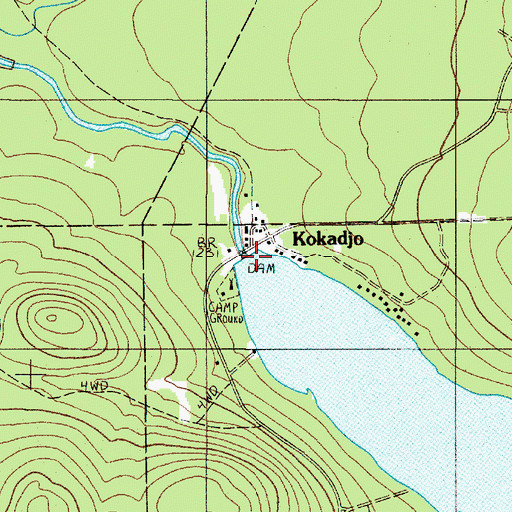 Topographic Map of Roach Pond Dam, ME