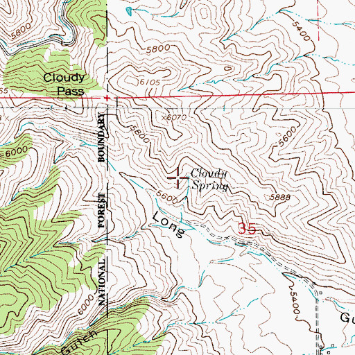 Topographic Map of Cloudy Spring, CO